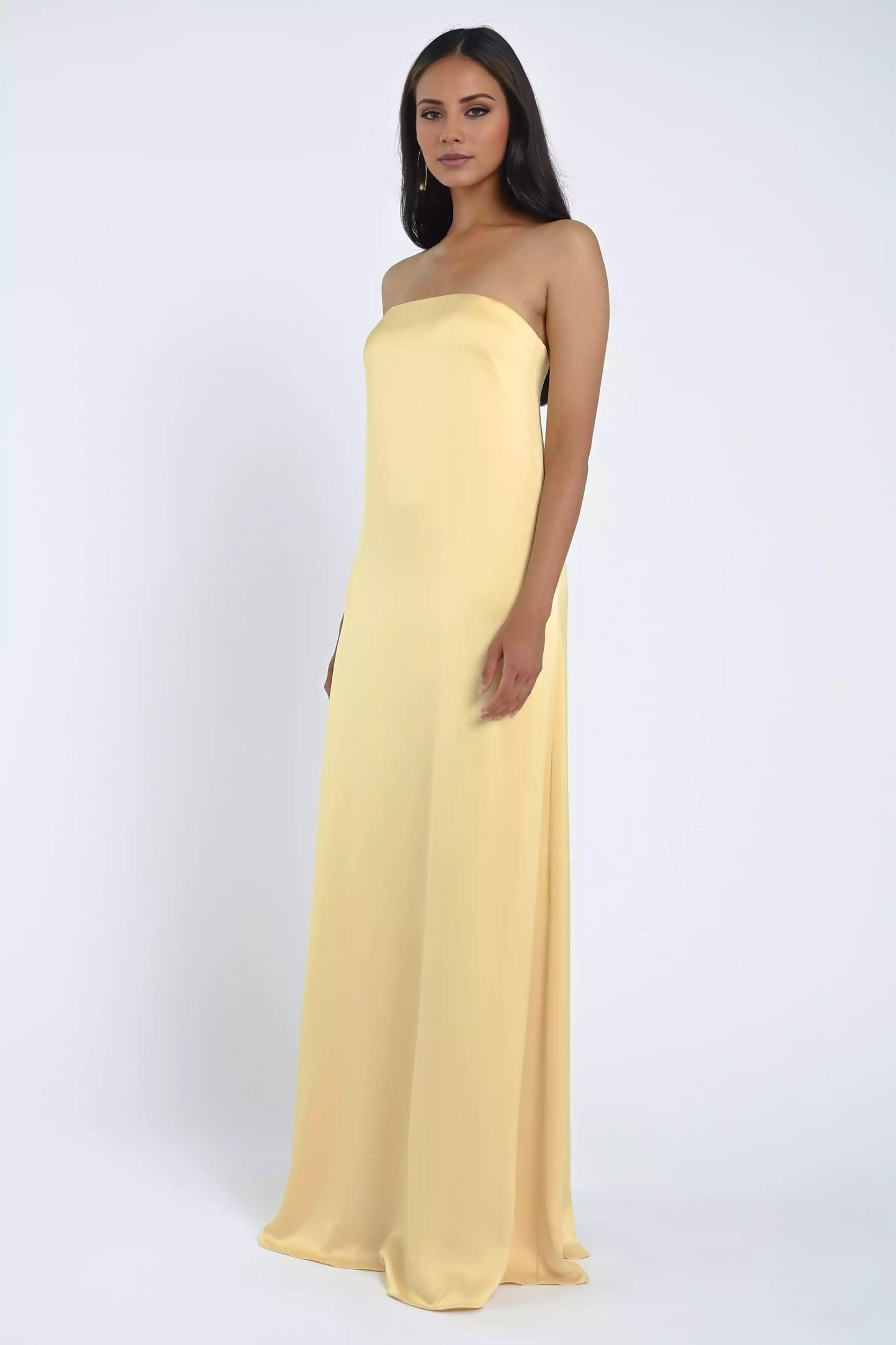 Elegant satin straight tube off shoulder collar with tight silhouette and a back zipper Bridesmaid Dresses