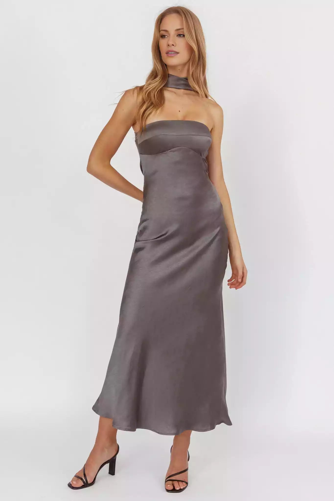 Elegant satin ultra long strapless, unlined, invisible side zipper Bridesmaid Dresses