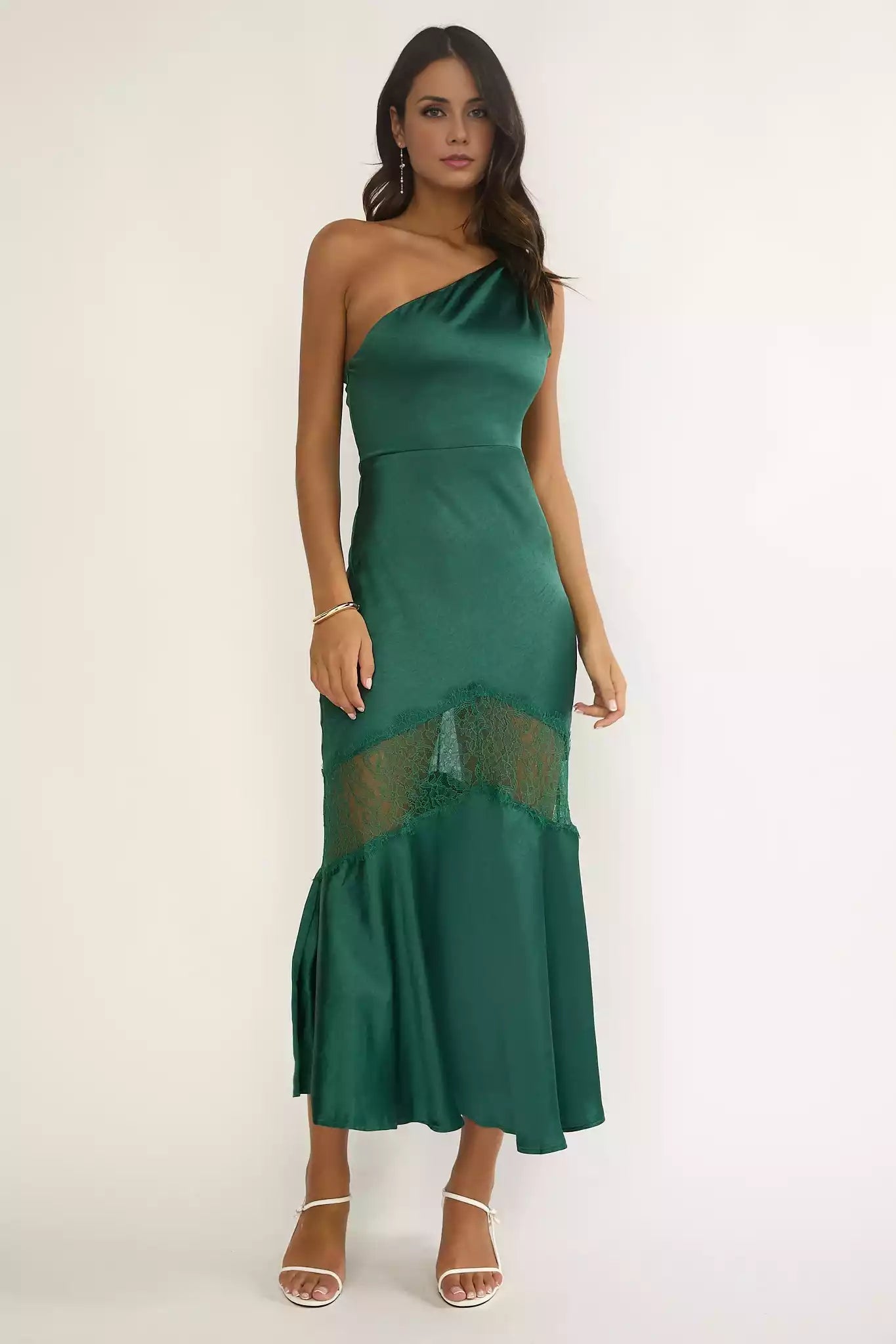 Enchanting lace lining with side zippers on one shoulder creates a stunning look for Bridesmaid Dresses