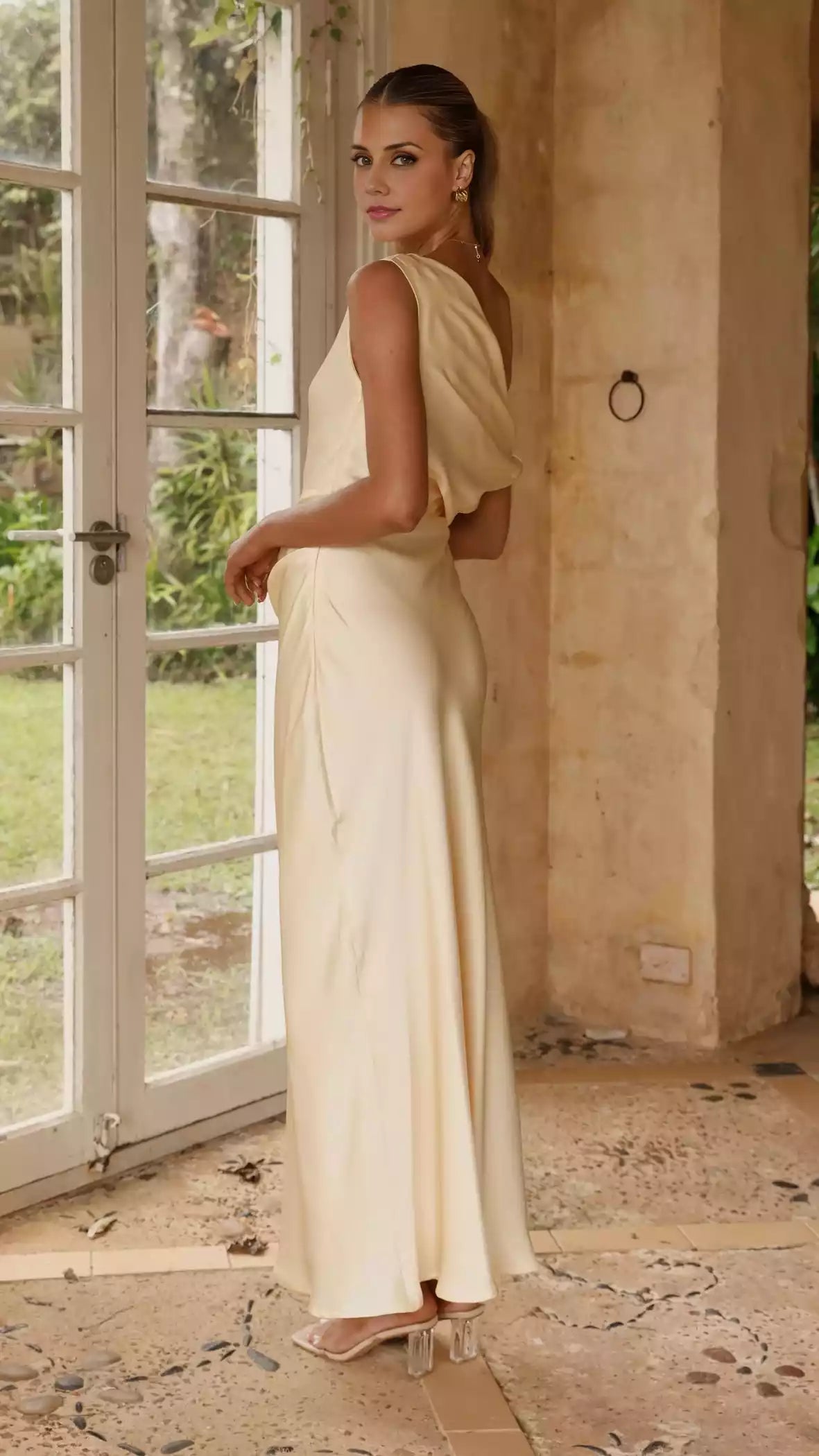 Exquisite asymmetrical off shoulder invisible zipper with side pleats and fully lined Prom Dresses