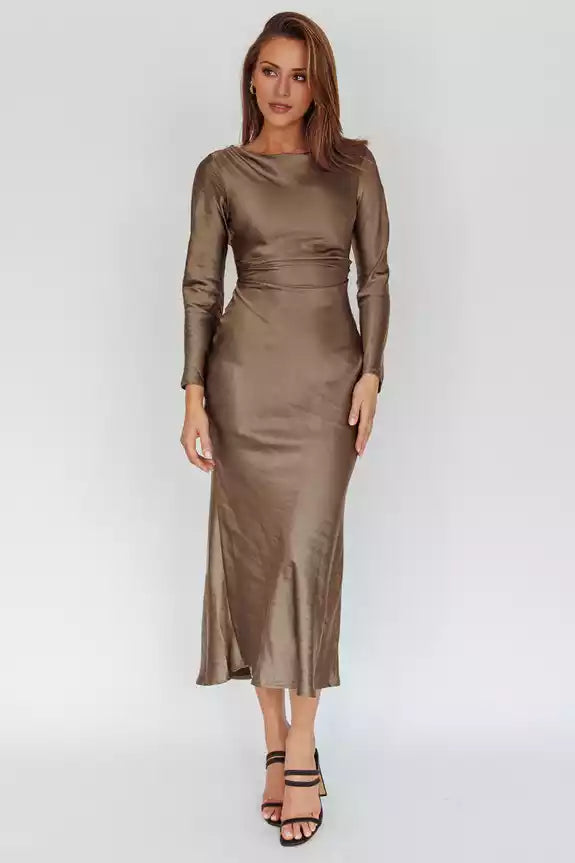 Exquisite mid length unlined pleated details with slim fit and zippered sides Bridesmaid Dresses