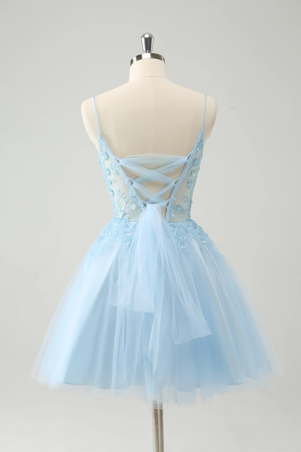 A Line Sequins Corset Short Homecoming Dress with Lace Up Back