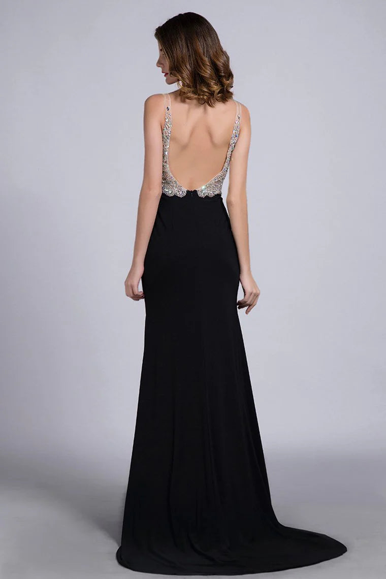 Formal full beaded nylon tight fitting corset backless sexy palace train black