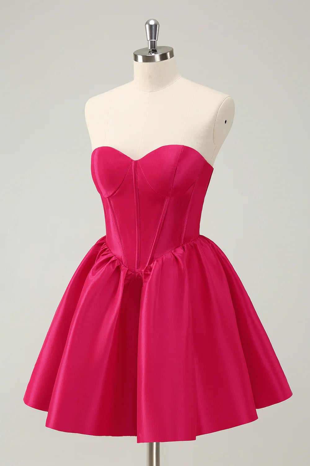 A Line Sweetheart Corset Short Fuchsia Homecoming Dress
