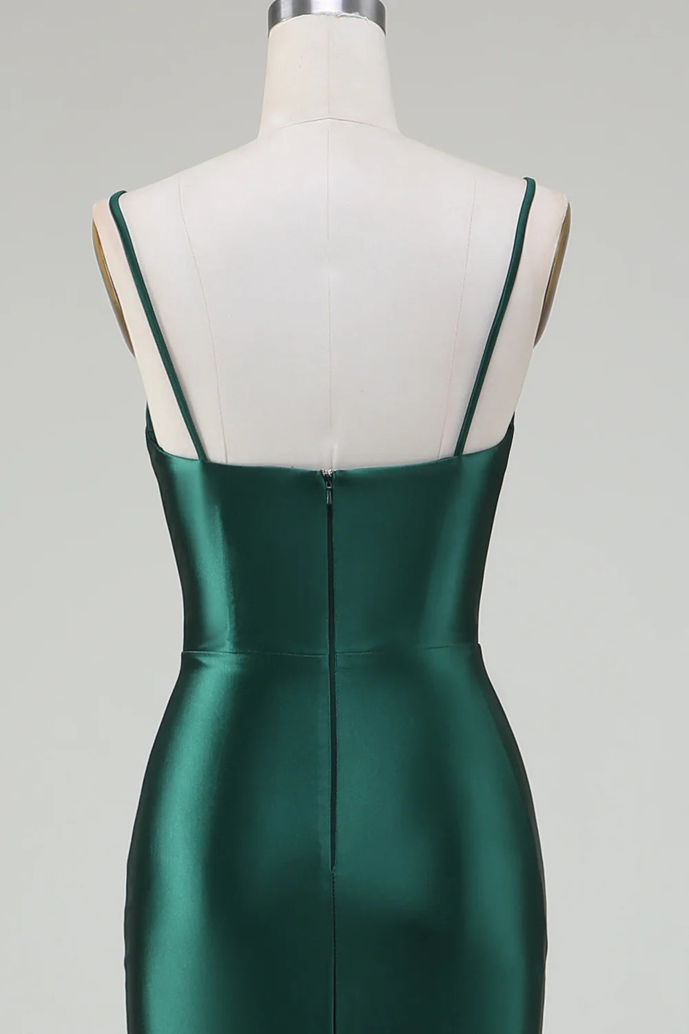 Dark green slim fit mermaid spaghetti strap sweep train dance dress