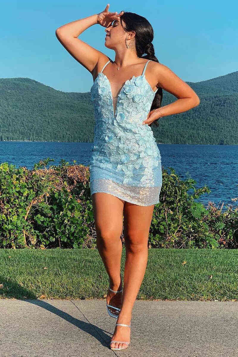 Flashy Cover Italian Noodle Strap Lace Sticker Homecoming Party Dress