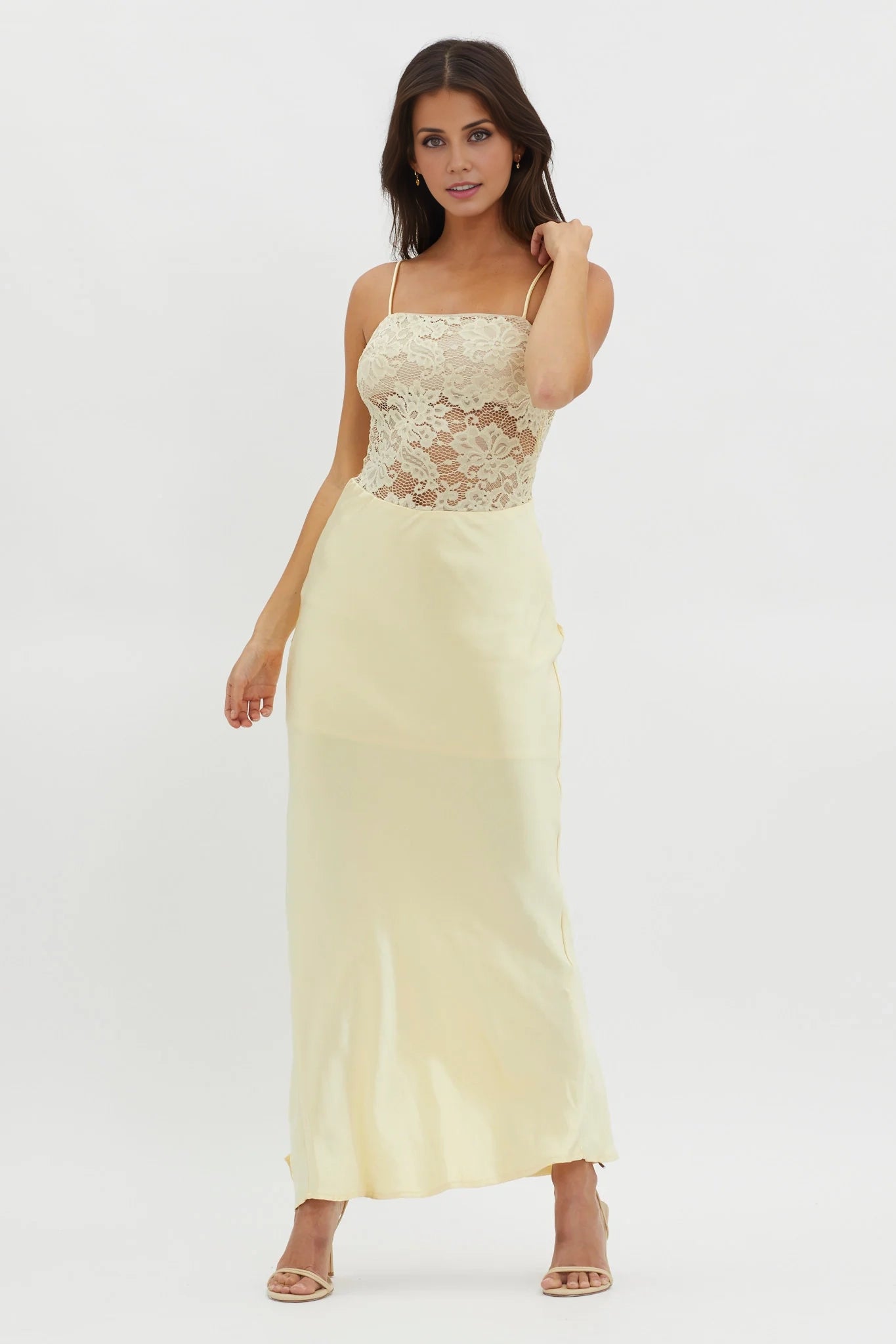 Gorgeous camisole, lace corset, side zipper bridesmaid dress