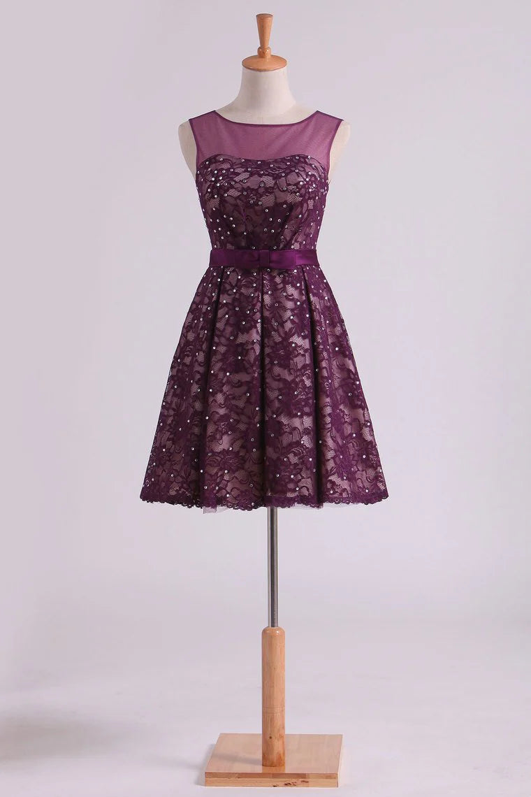 Purple dress short mini style with belt and beads