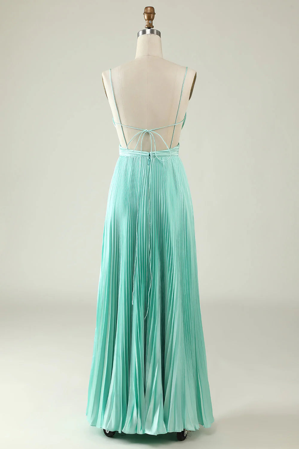 A Line Spaghetti Straps Pleated Long Bridesmaid DressA Line Spaghetti Straps Pleated Long Bridesmaid Dress
