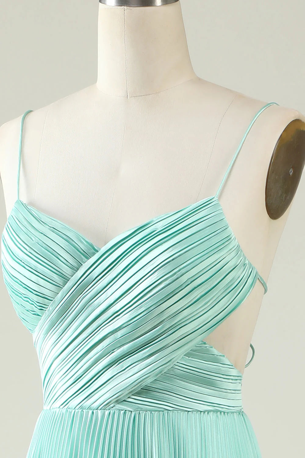 A Line Spaghetti Straps Pleated Long Bridesmaid DressA Line Spaghetti Straps Pleated Long Bridesmaid Dress