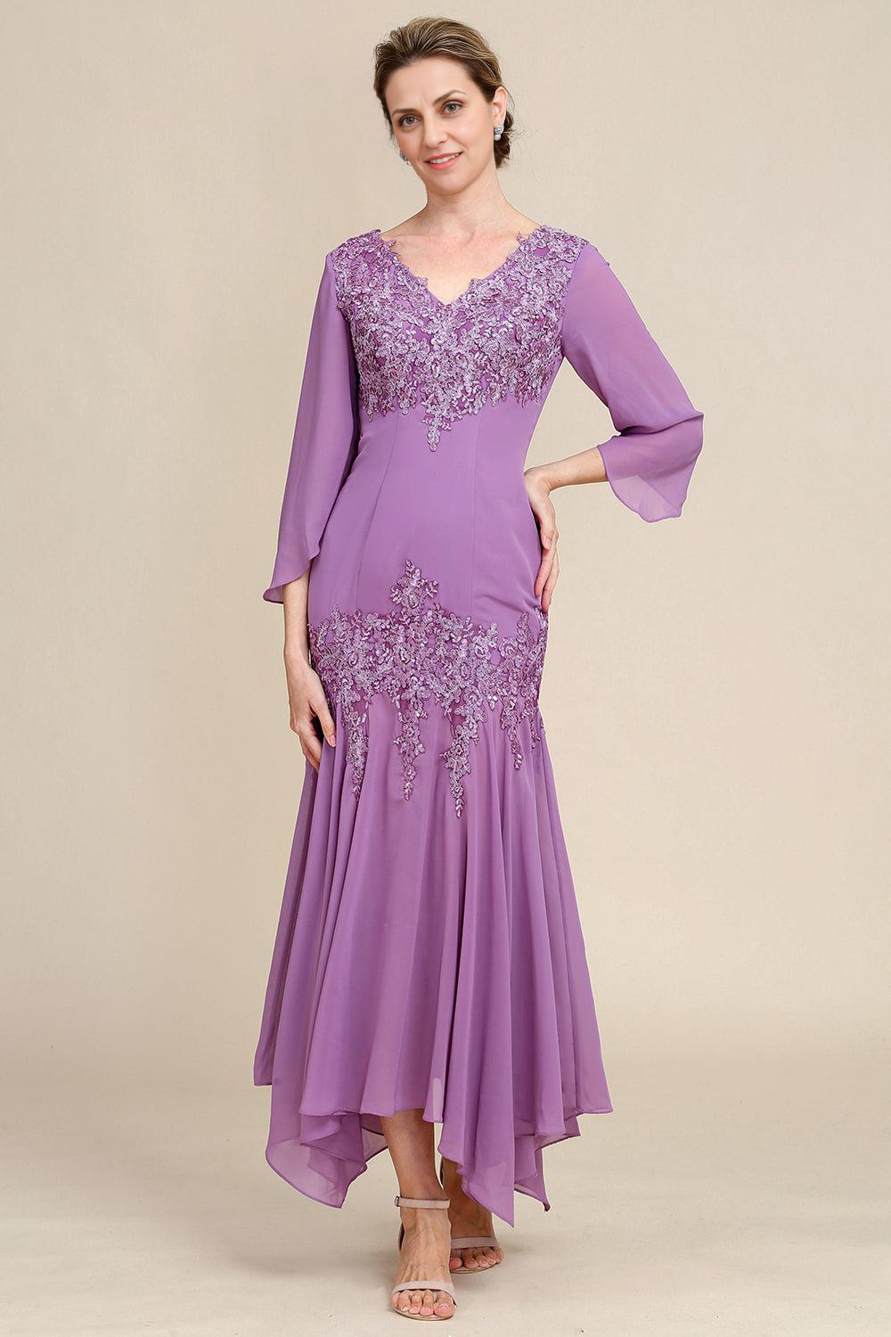 Mermaid Chiffon Mother of the Bride Dress with Lace