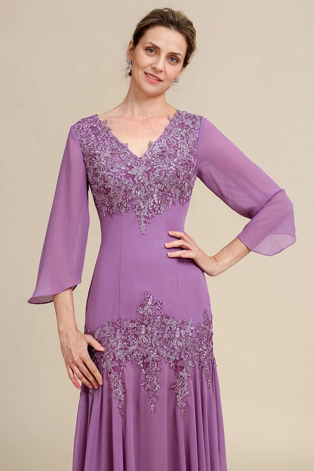 Mermaid Chiffon Mother of the Bride Dress with Lace
