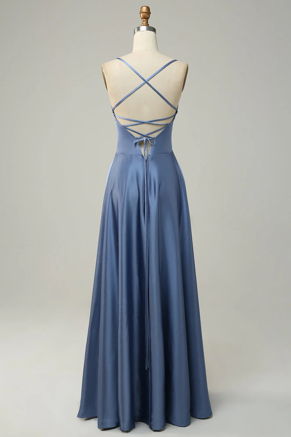 A Line Spaghetti Straps Satin Bridesmaid Dress