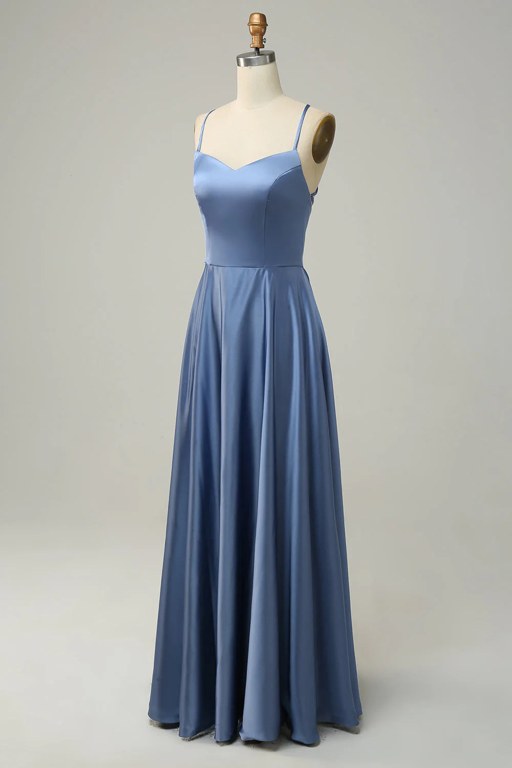 A Line Spaghetti Straps Satin Bridesmaid Dress