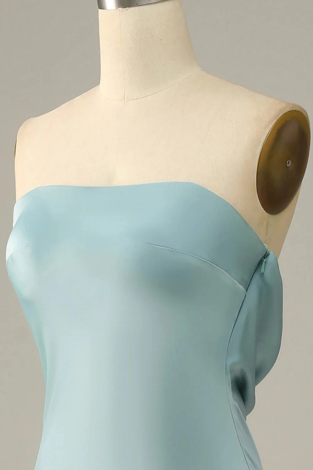 Mermaid Strapless Floor Length Satin Bridesmaid Dress