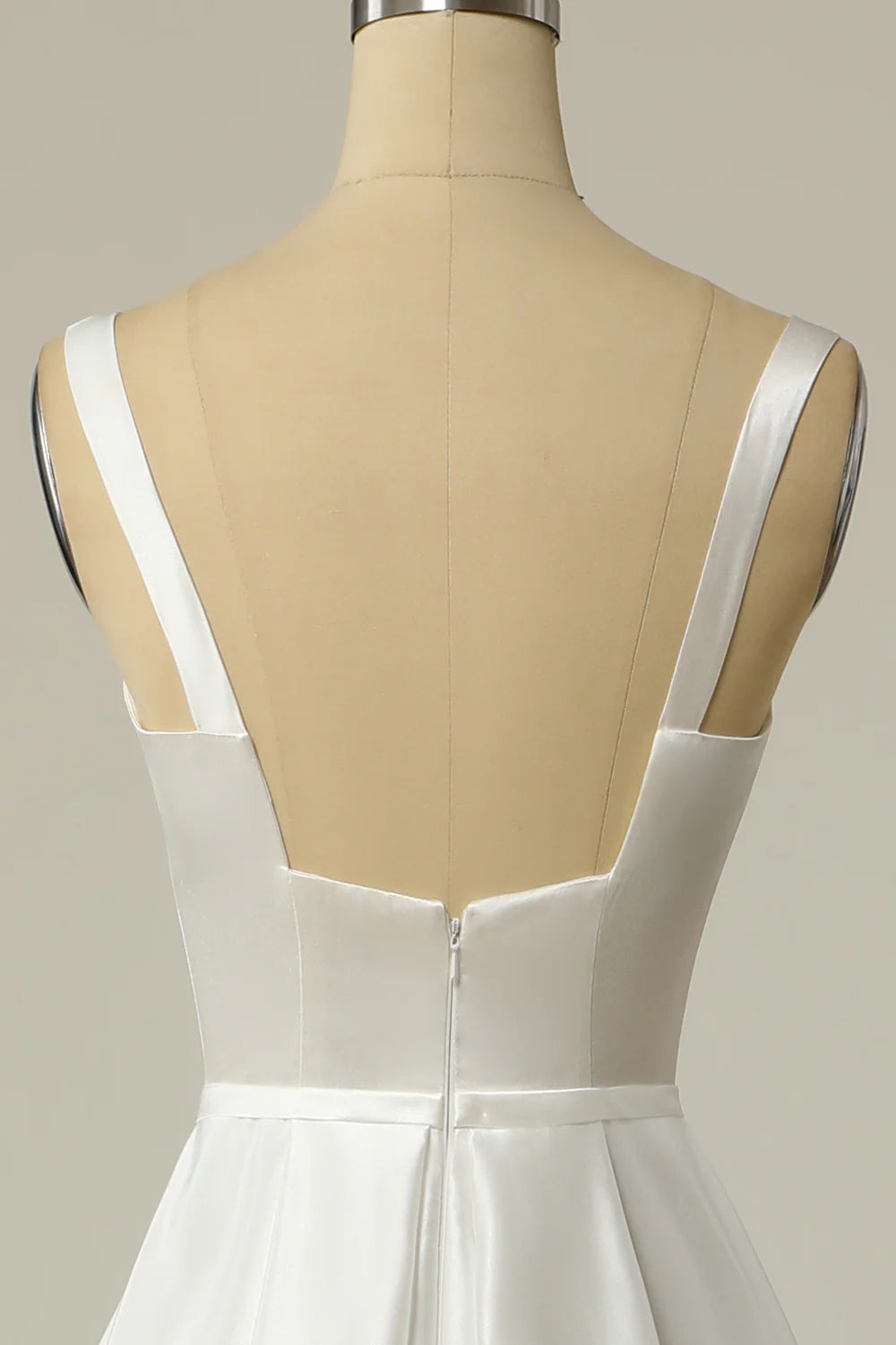 A Line Square Neck White Long Wedding Dress