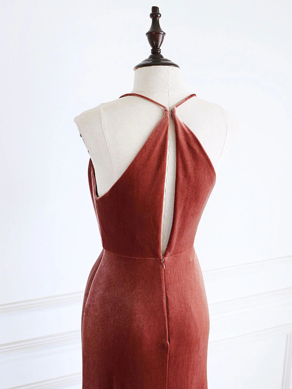 V Neck Mermaid Long Evening Dress Velvet Formal Evening Dresses