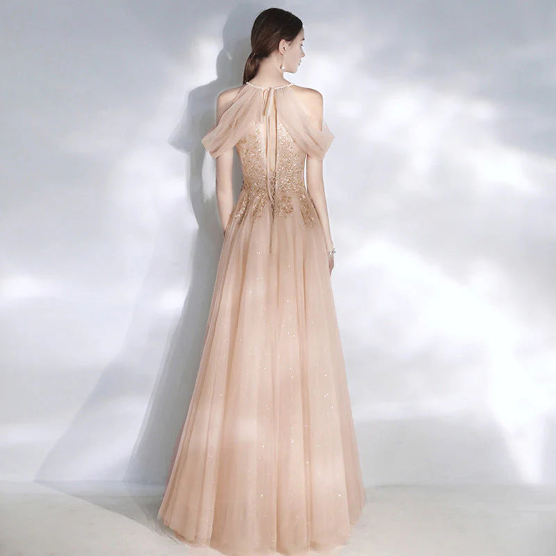 A-line long elegant and noble thin gauze cocktail party ball dress evening dress