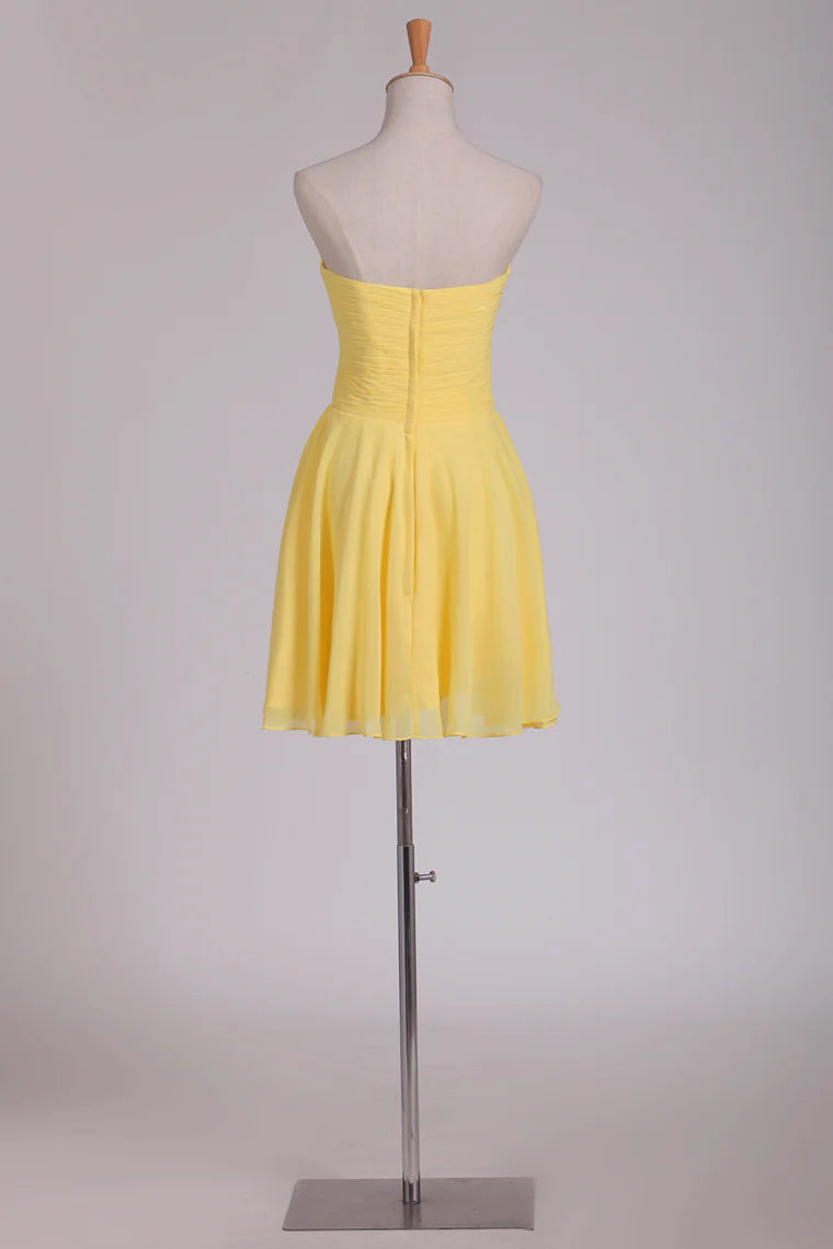 Sweet A-line chiffon embellished beads and ruffled edge short/mini dress