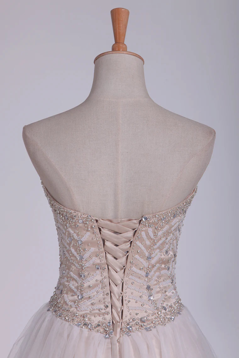 Elegant and Noble Beaded Shoulderless Prom Party Dress
