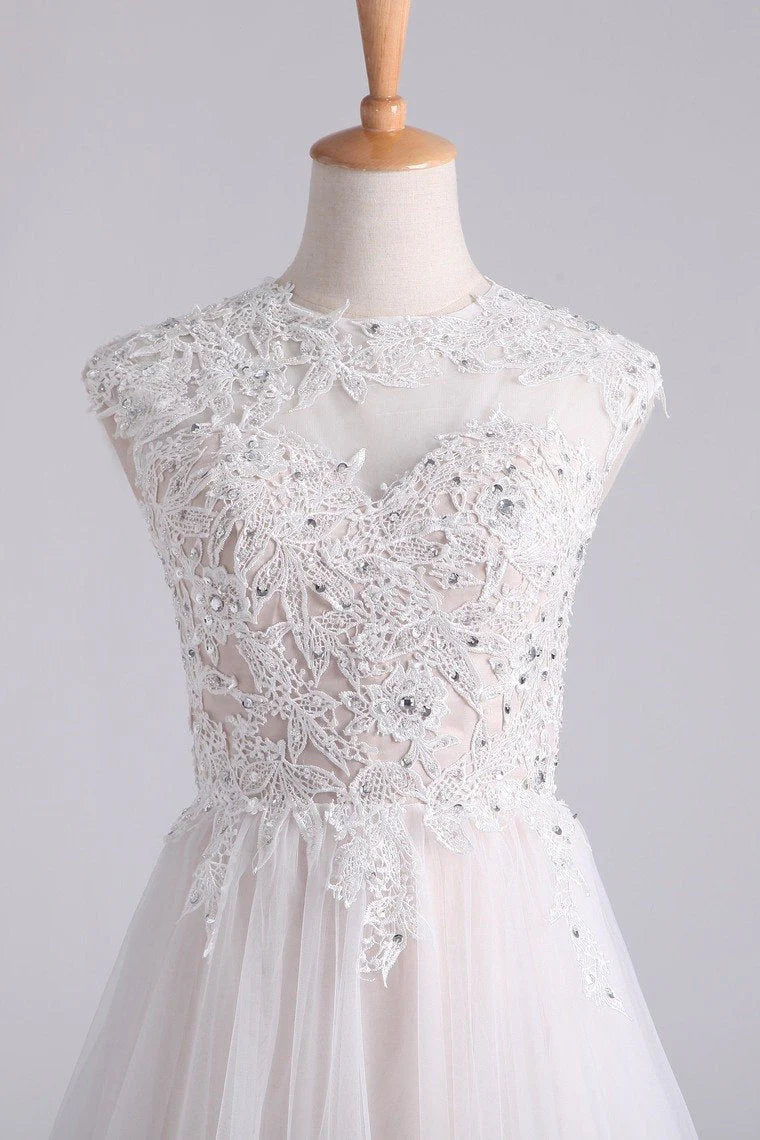 Short mini A-line sheer trimmed dress