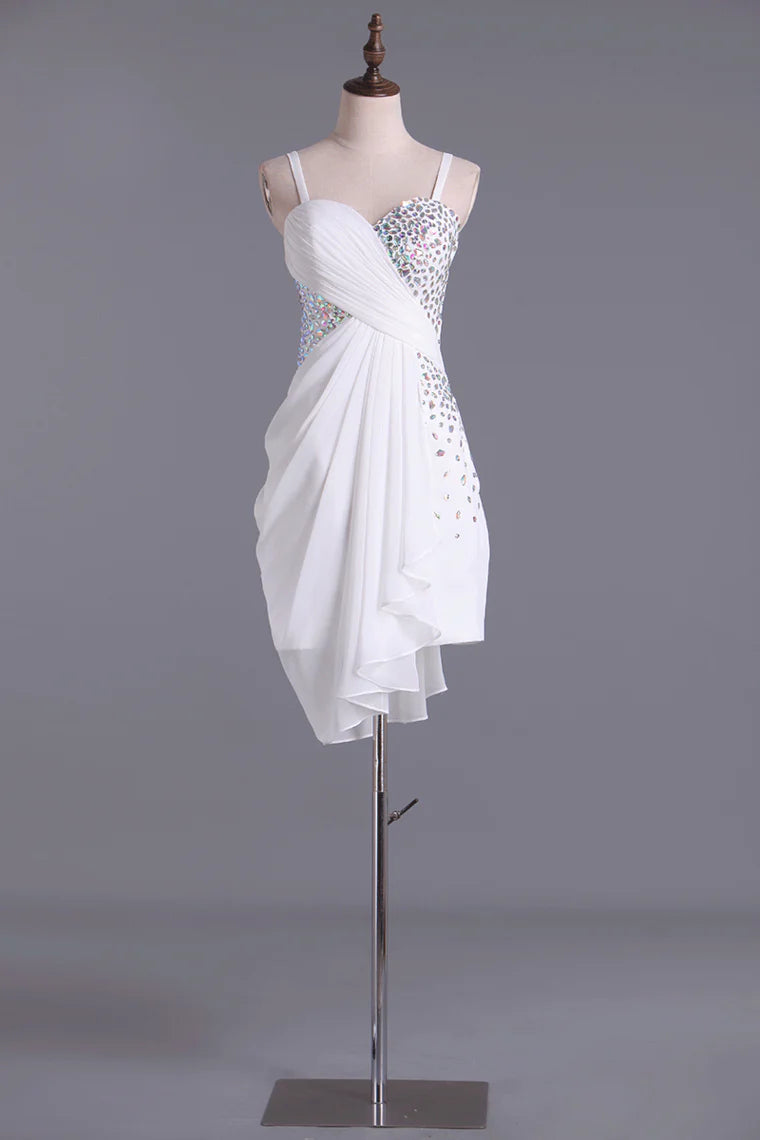 Sleeved Mini Italian Noodle Strap Ruffle Edge Bead Dress