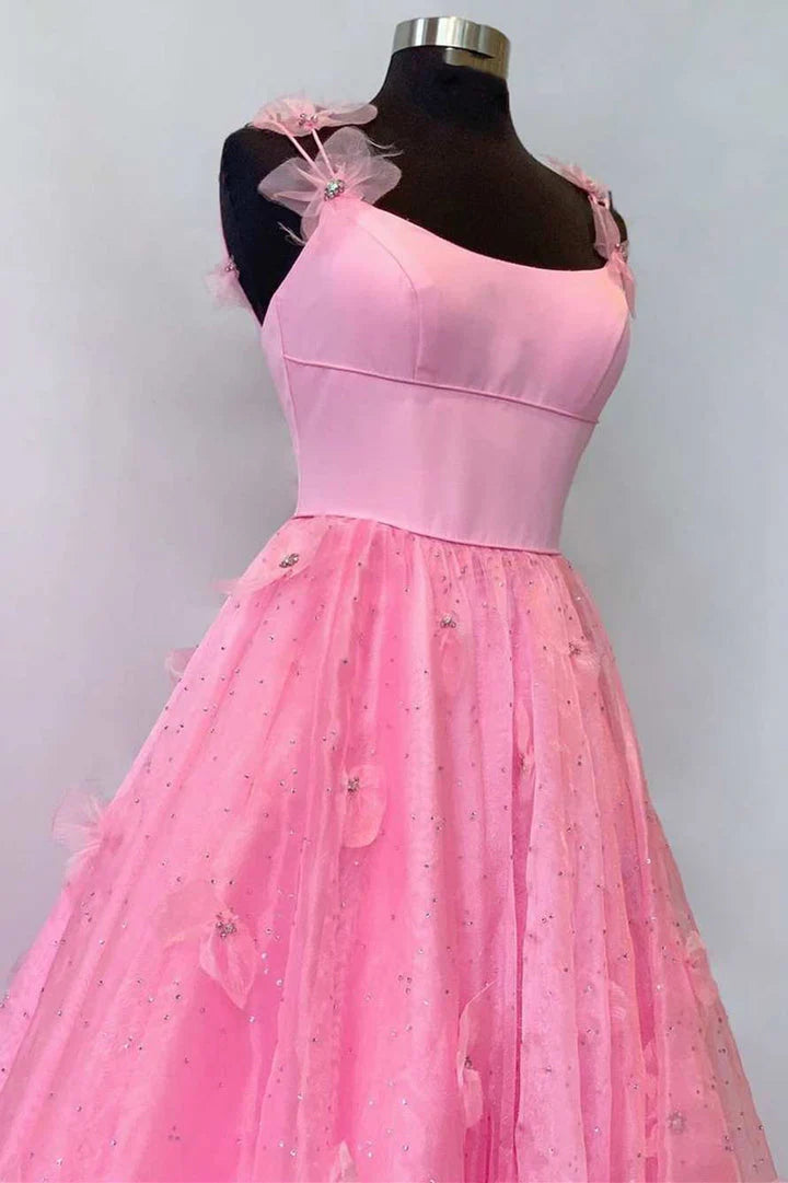 Hot selling lavender spaghetti strap sheer floral dance dress