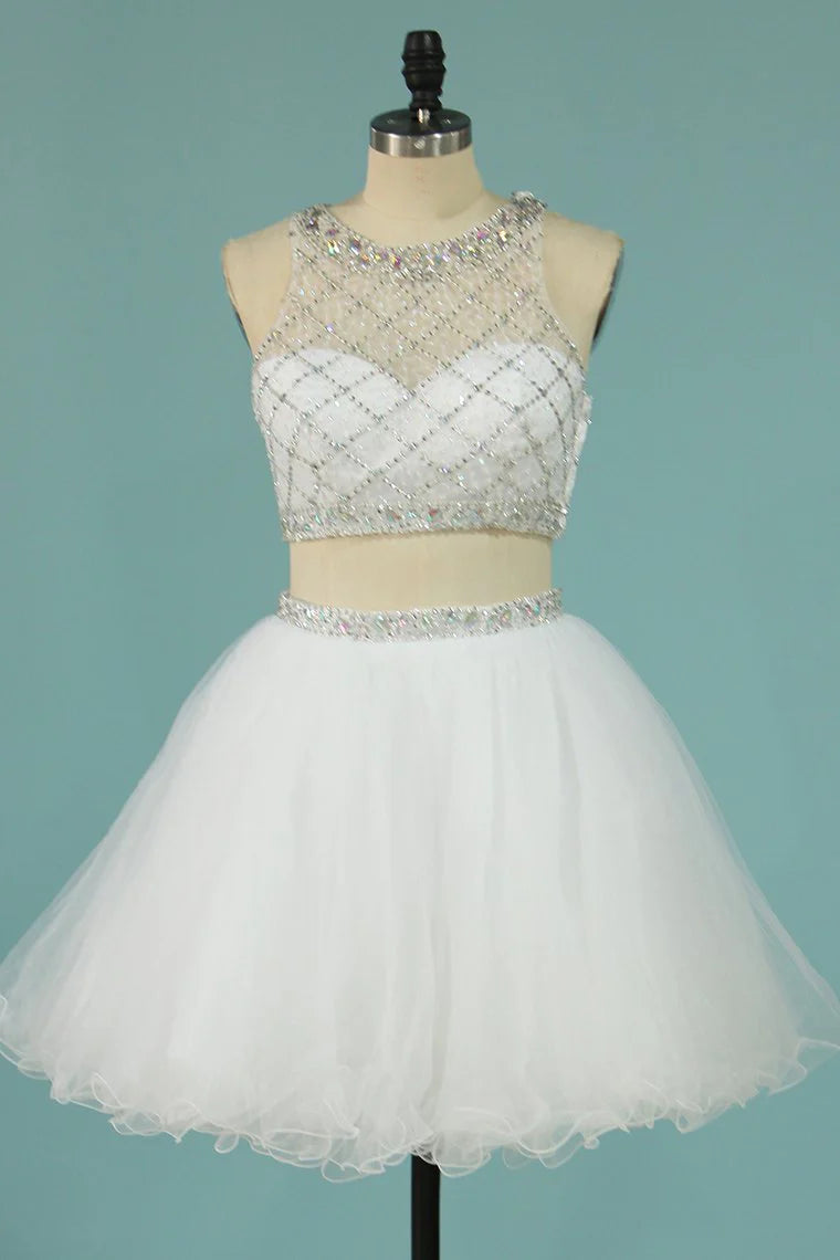 Hot selling sweet dress Scoop A-line beaded tight sheer short mini style