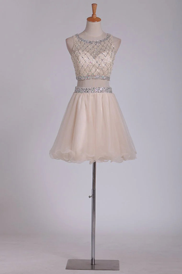 Hot selling sweet dress Scoop A-line beaded tight sheer short mini style