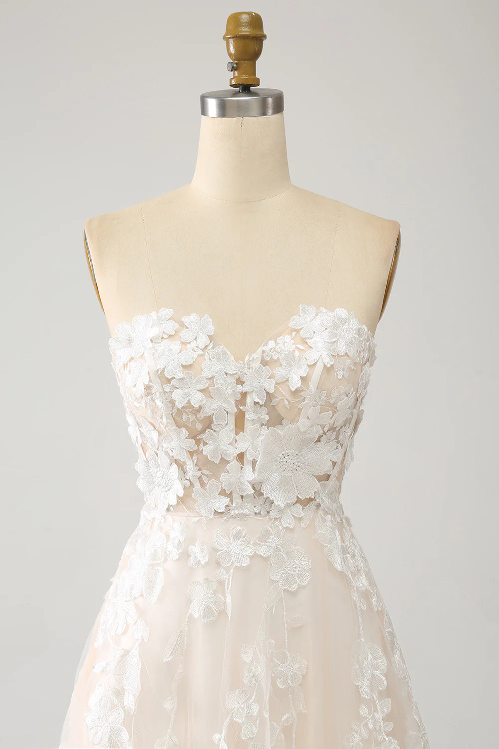 A Line Sweetheart Long Corset Wedding Dress With