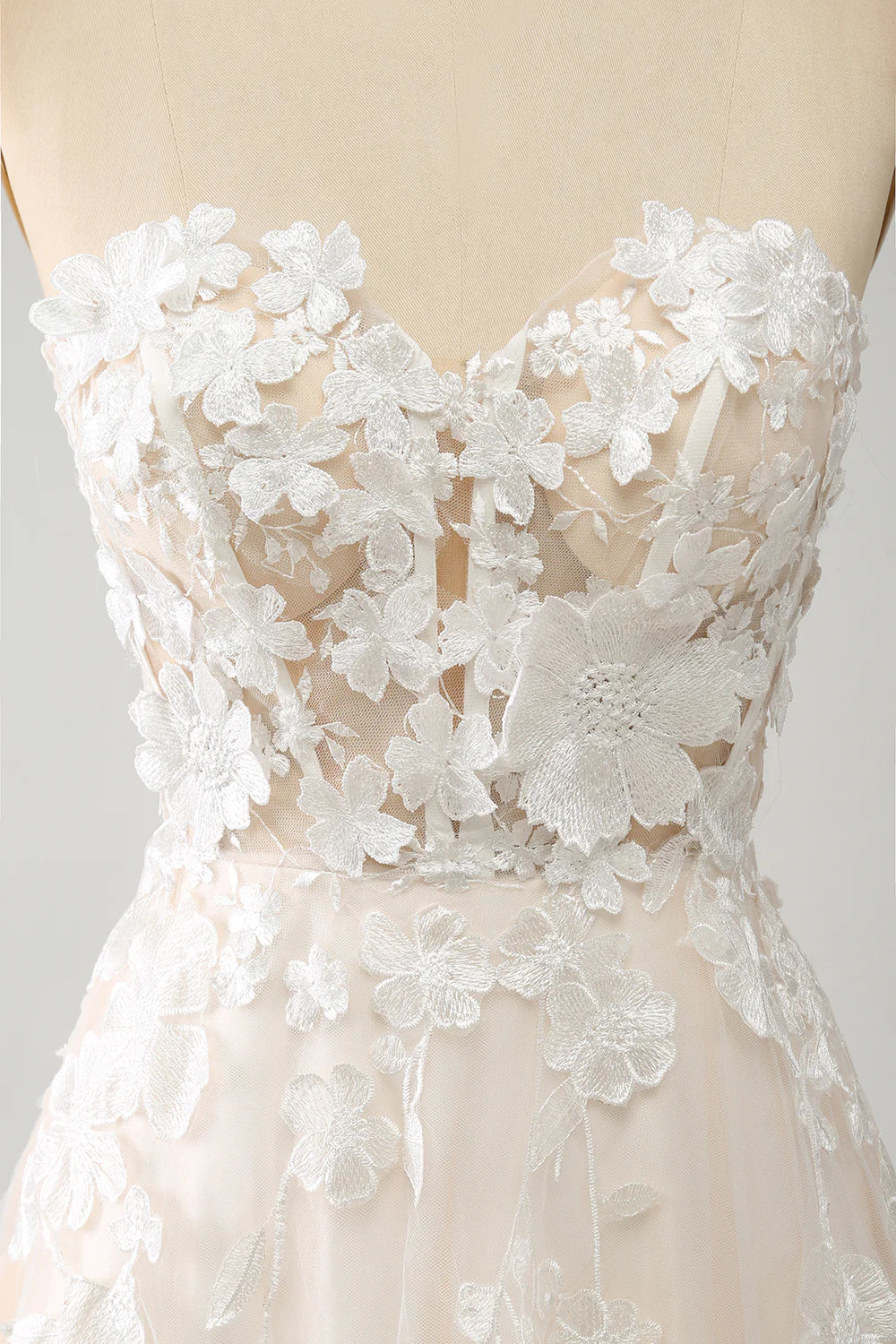 A Line Sweetheart Long Corset Wedding Dress With