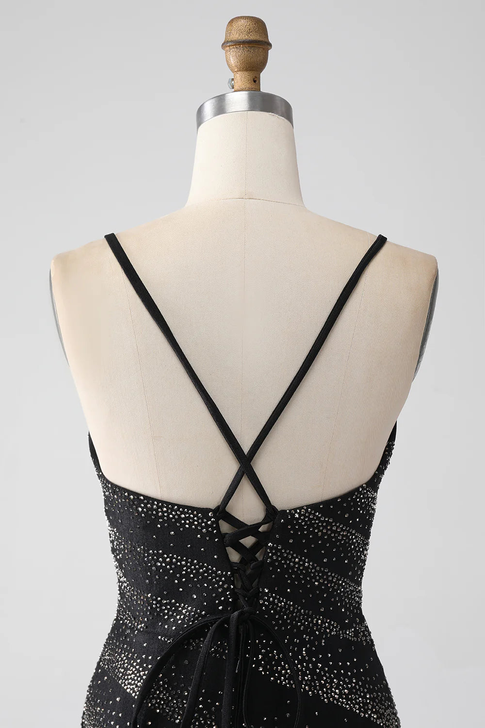 Slim fit mermaid beaded black split ball dress