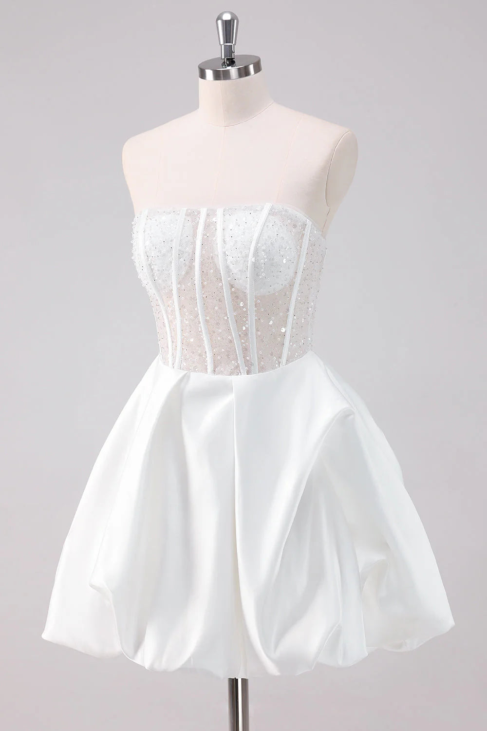 White A Line Strapless Corset Short Homecoming Dress
