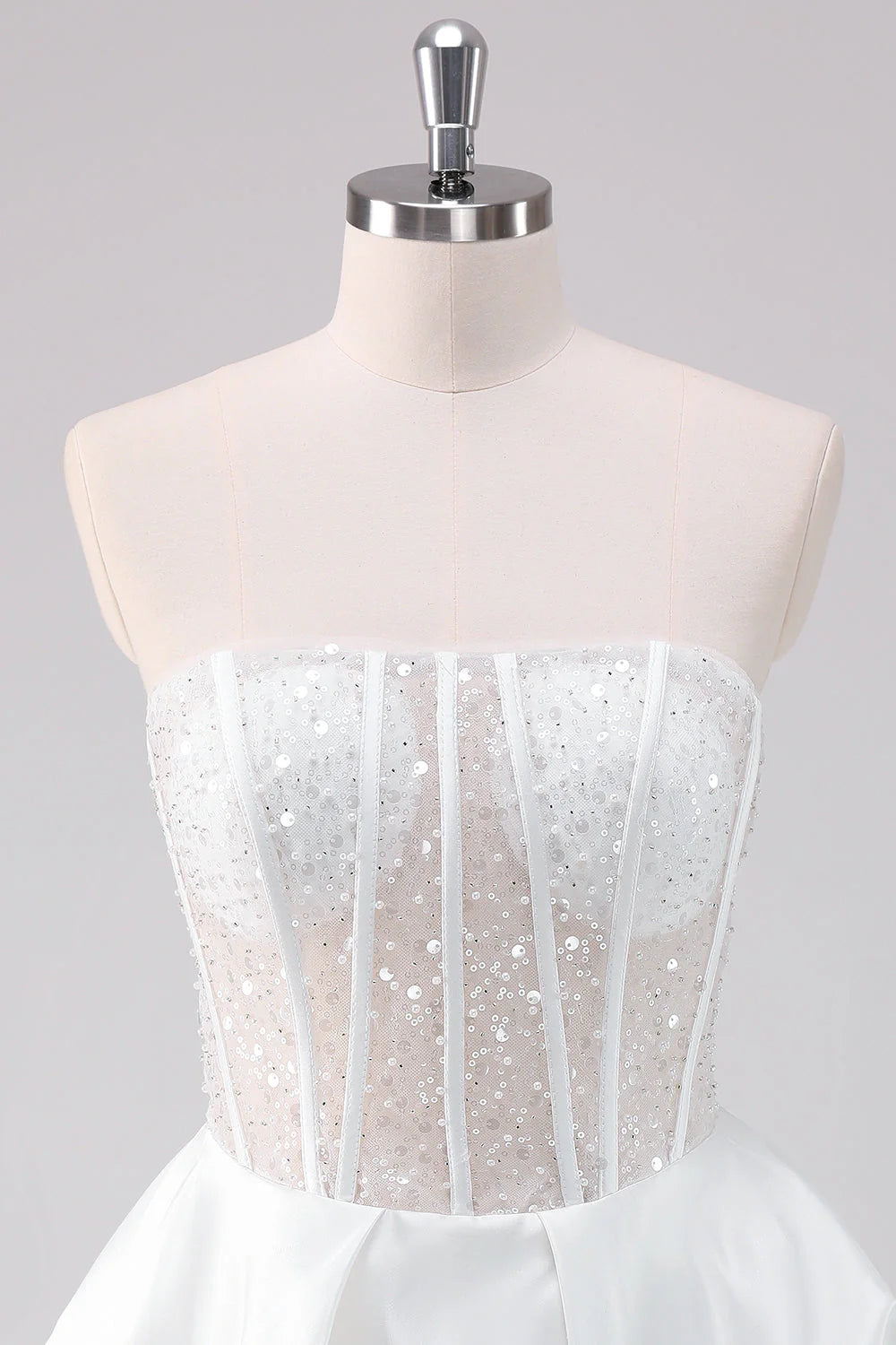 White A Line Strapless Corset Short Homecoming Dress