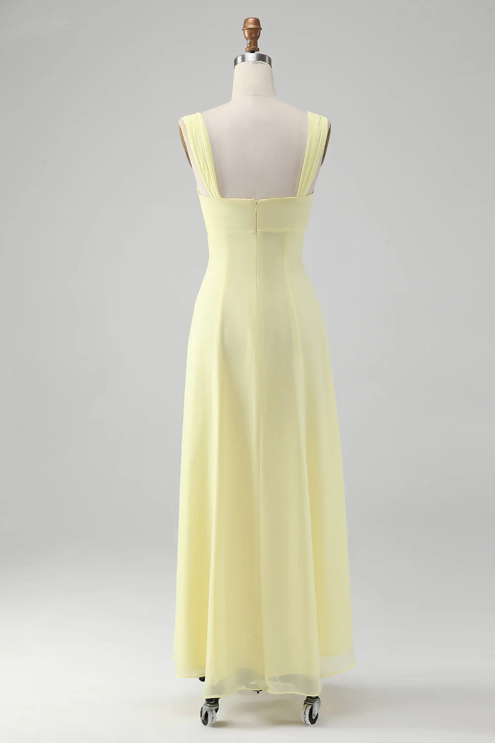A Line Square Neck Keyhole Long Bridesmaid Dress