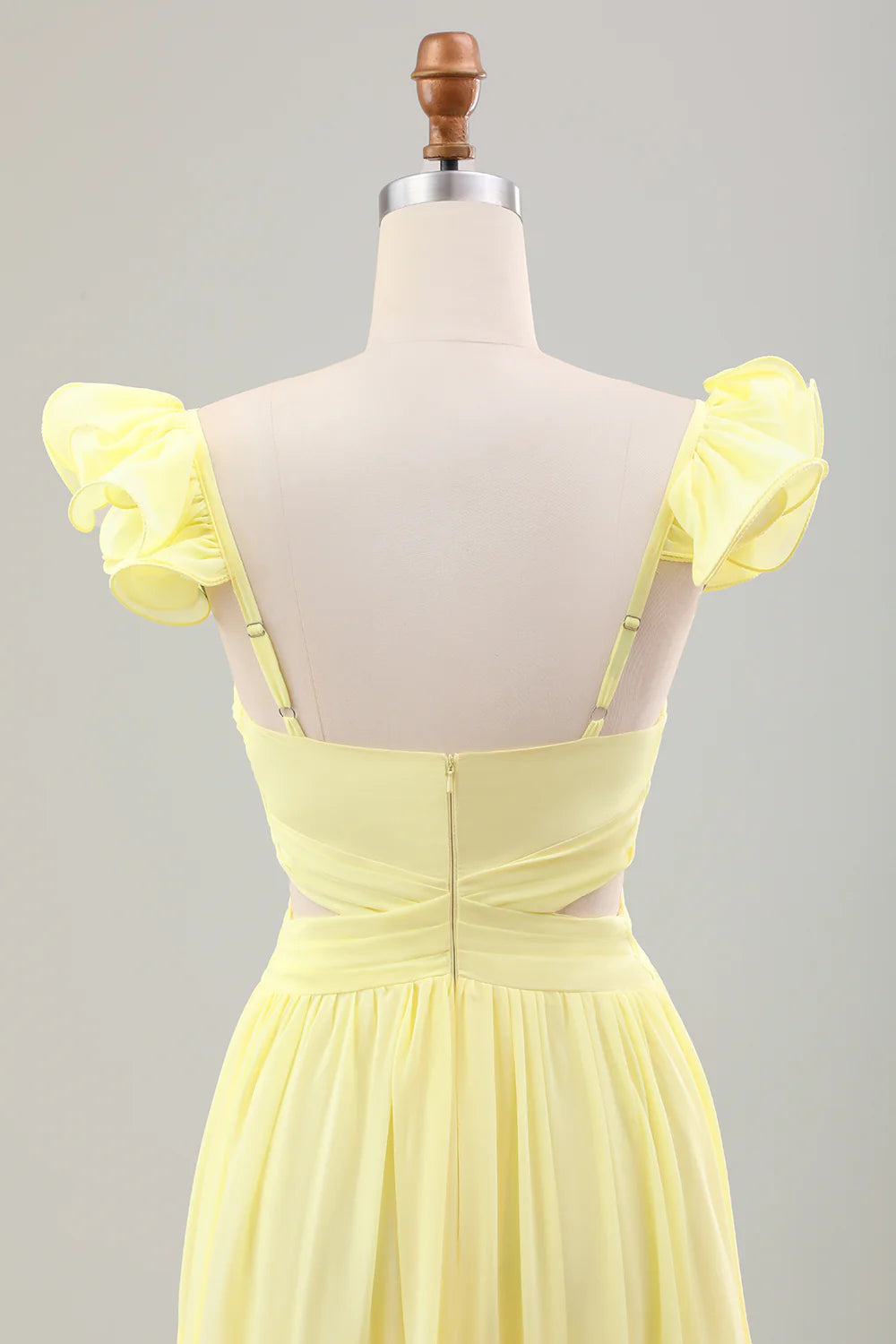 A Line Pleated Chiffon Wedding Party Guest Dress with Ruffles