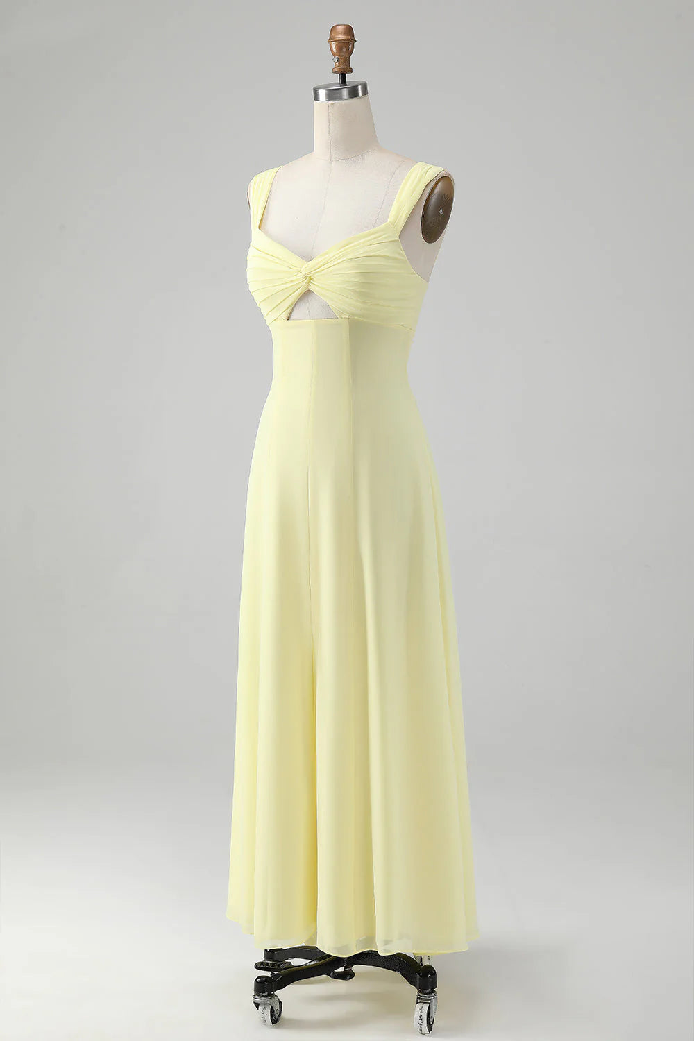 A Line Square Neck Keyhole Long Bridesmaid Dress