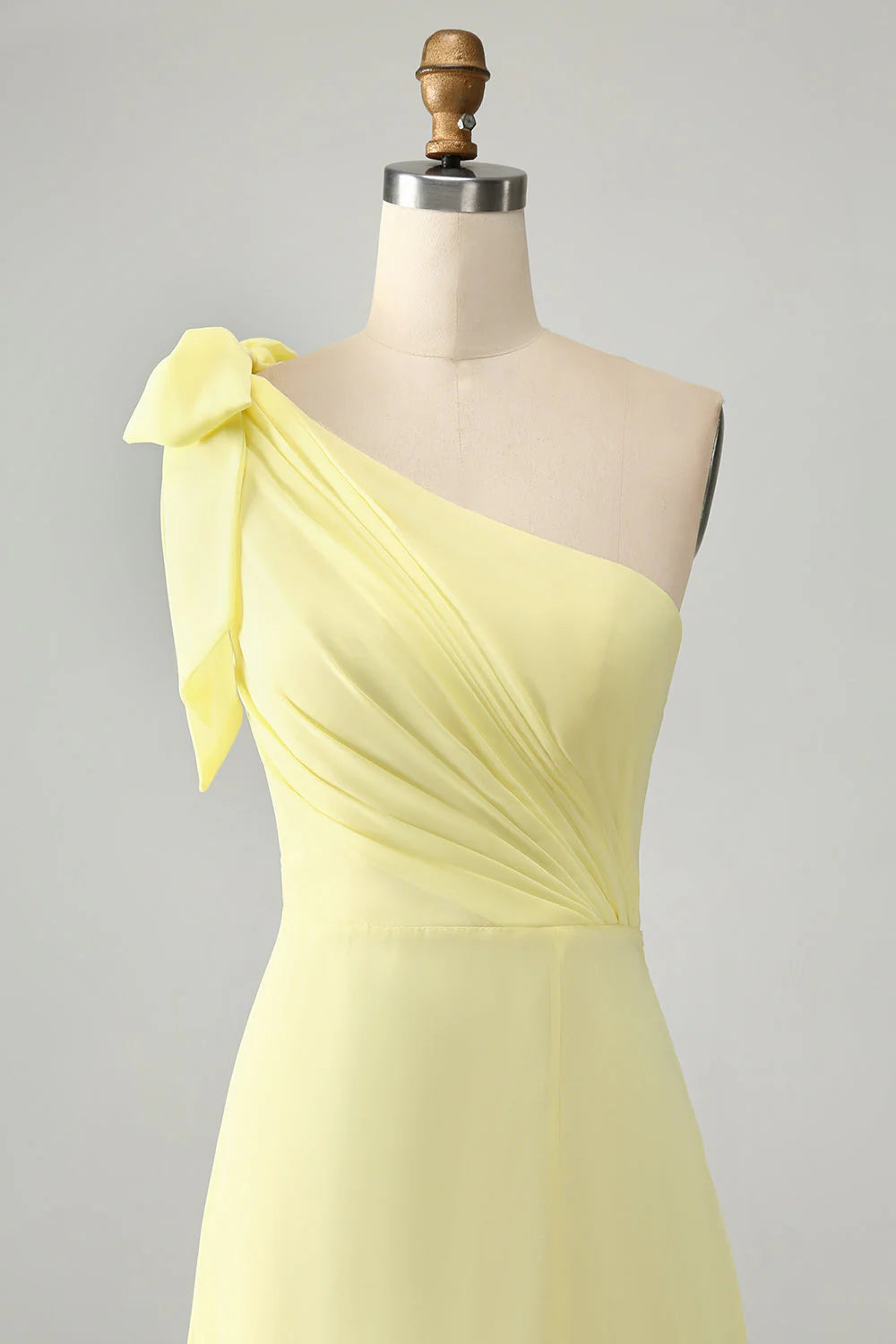 A Line One Shoulder Pleated Long Maxi Dress with Slit