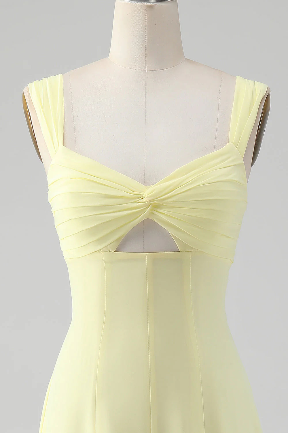 A Line Square Neck Keyhole Long Bridesmaid Dress