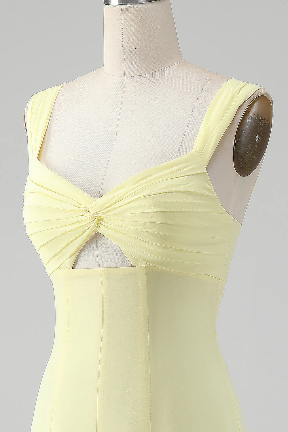 A Line Square Neck Keyhole Long Bridesmaid Dress
