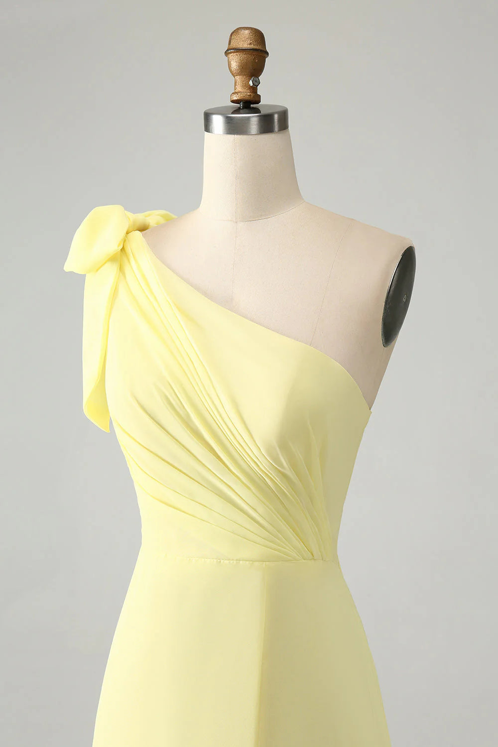 A Line One Shoulder Pleated Long Maxi Dress with Slit