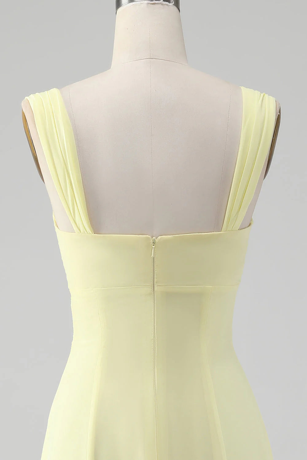 A Line Square Neck Keyhole Long Bridesmaid Dress
