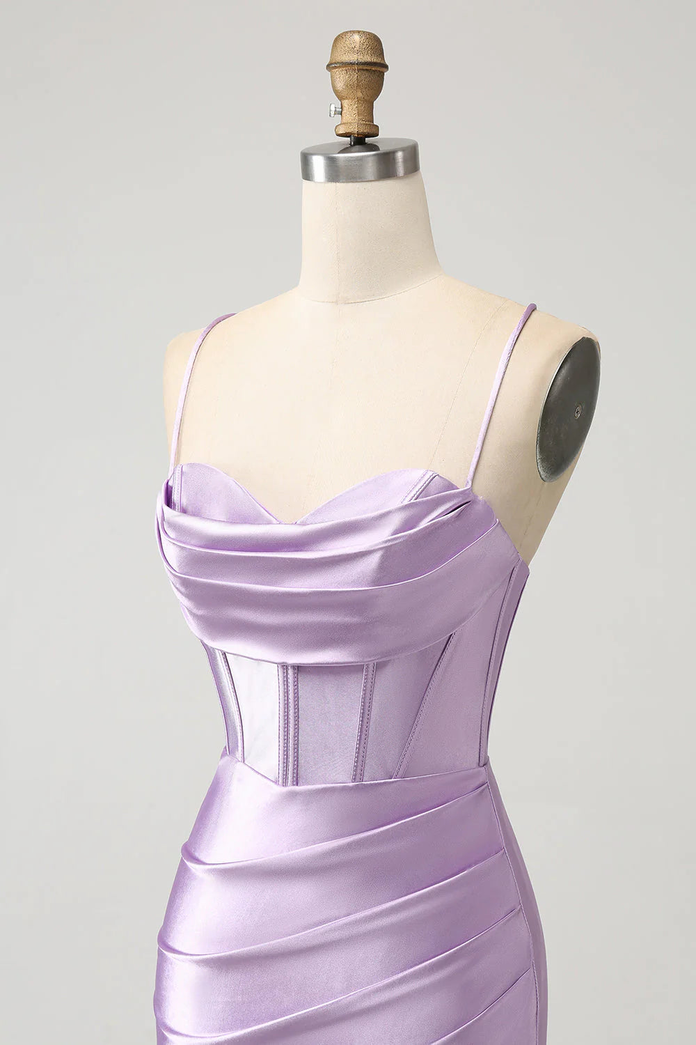 Bodycon Spaghetti Straps Corset Satin Short Homecoming Dress