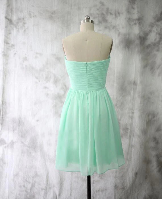 Mint Chiffon Party Dress Short Bridesmaid Dress