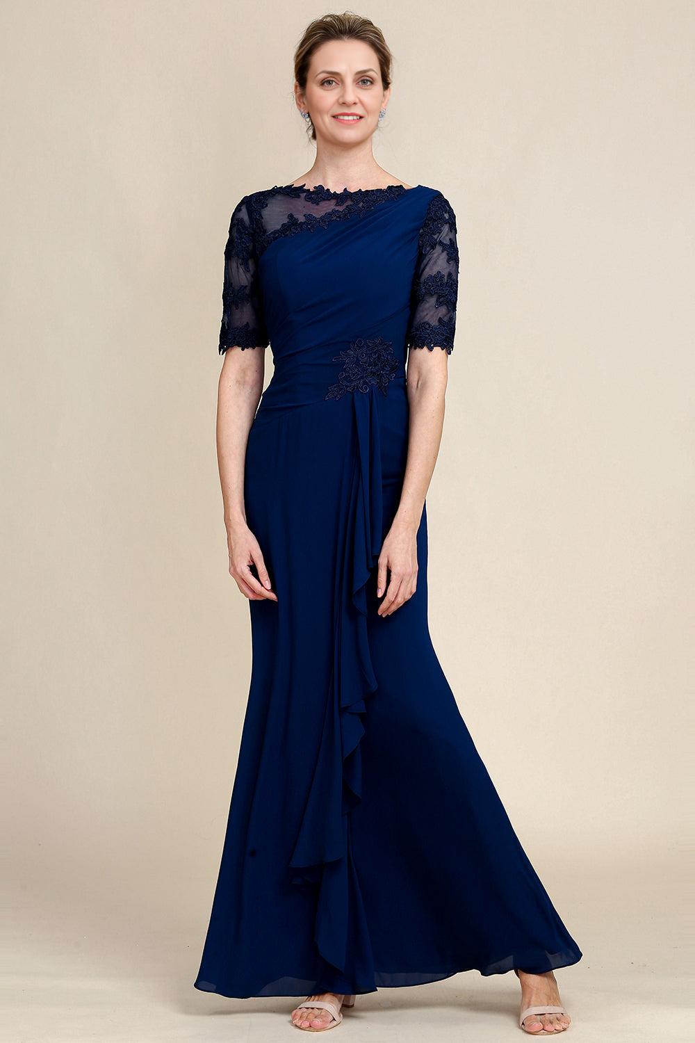 Sheath Floor Length Mother of Bride Dress with Appliques