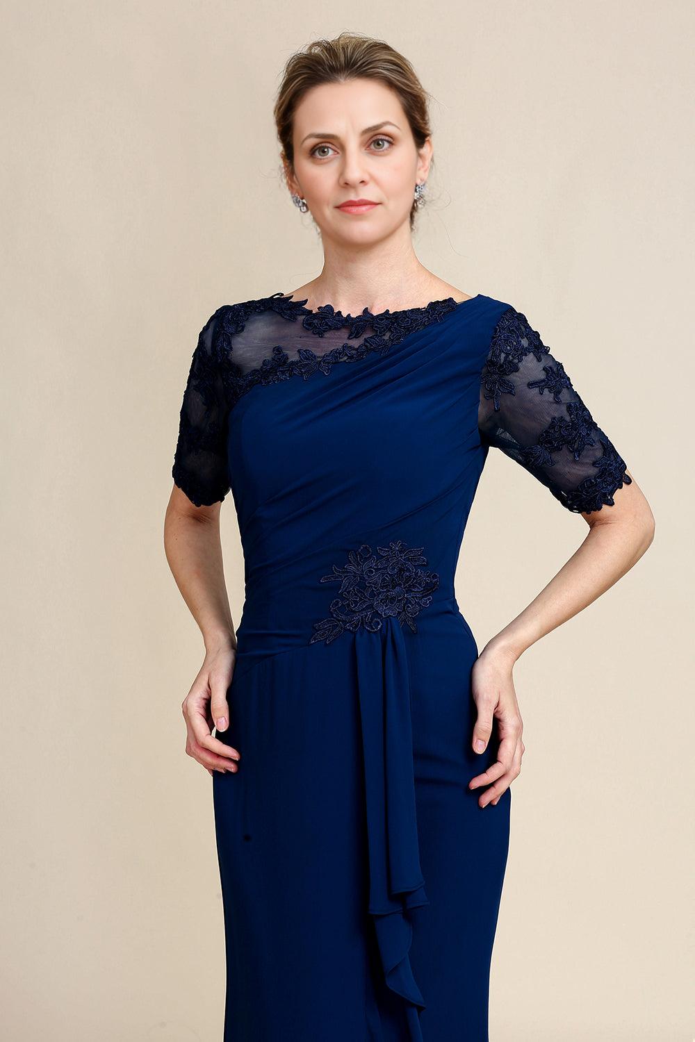 Sheath Floor Length Mother of Bride Dress with Appliques