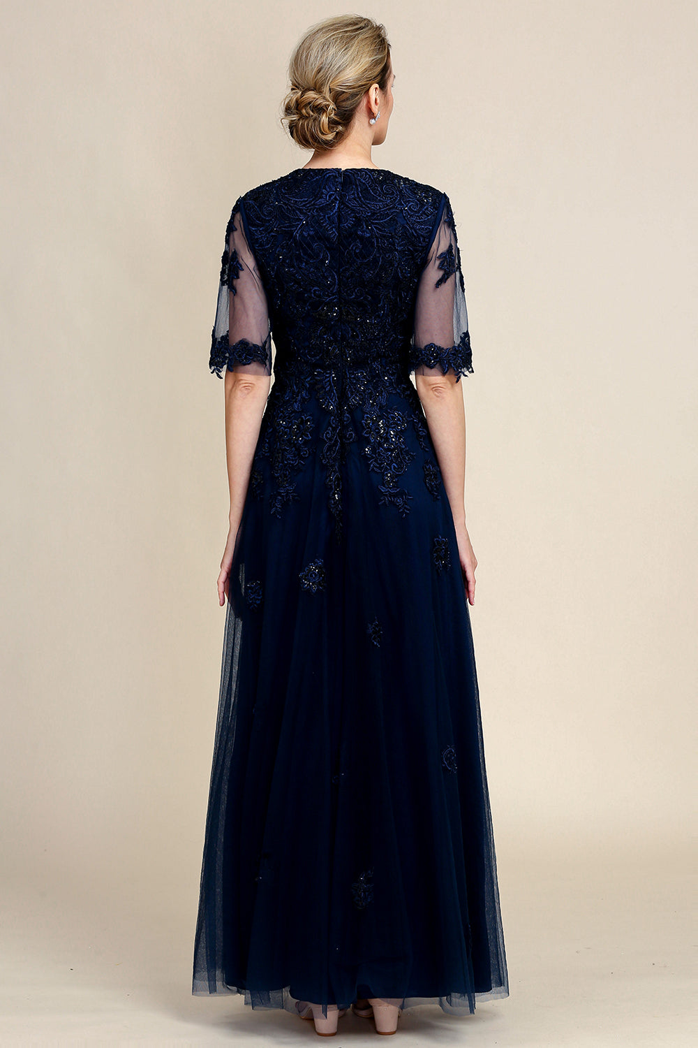 A Line Beading Sparkly Mother Of Bride Dress with Appliques