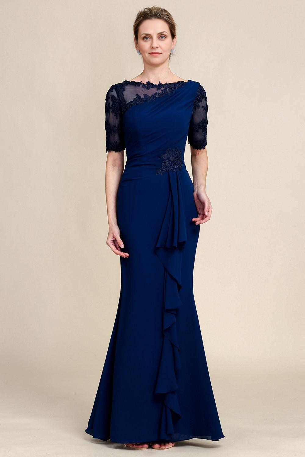 Sheath Floor Length Mother of Bride Dress with Appliques