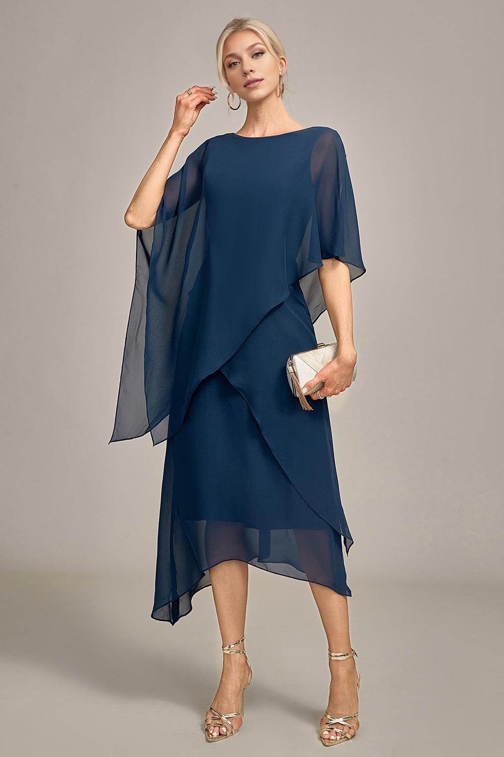 A-Line Scoop Neck Chiffon Mother of the Bride Dress