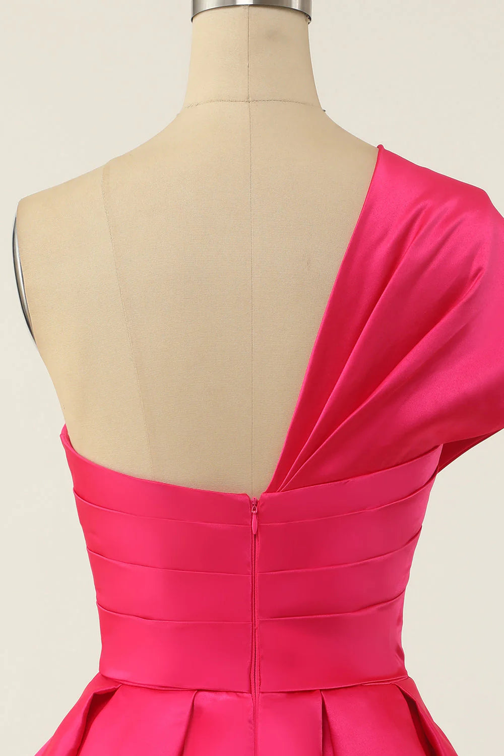 New One Shoulder A-line Dress Comeback Party Dress with Satin